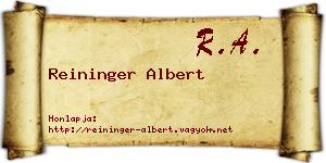 Reininger Albert névjegykártya